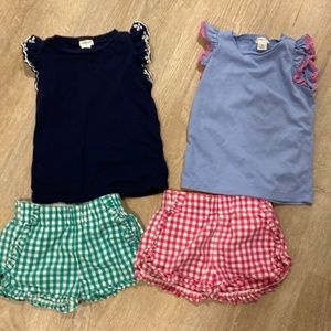 Crewcuts gingham shorts and embroidered tanks 3T